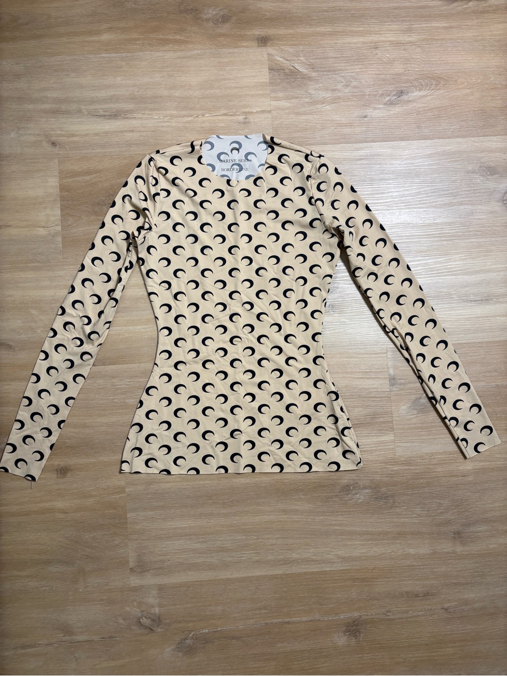 Marine Serre Tan Recycled Moon Jersey Second Skin Crewneck T-Shirt Size S